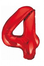 Balon z helem cyfra 4 - 90cm czerwona